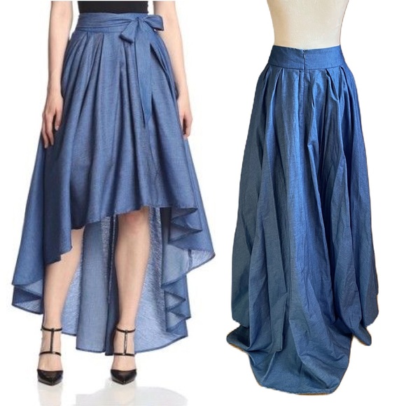 Gracia Dresses & Skirts - NWT Gracia High Low Denim Chambray Maxi Skirt Sz X- Large XL